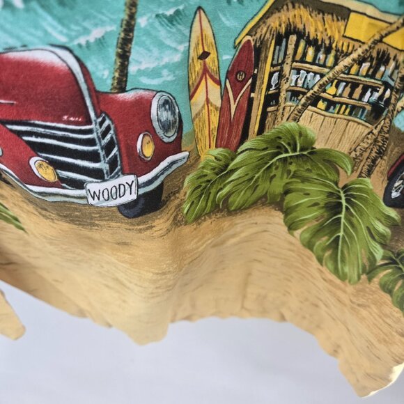 Vintage RJC Hawaiian Aloha Shirt Woody Cars Palms 100% Cotton Button Down 2xl - Picture 12 of 16